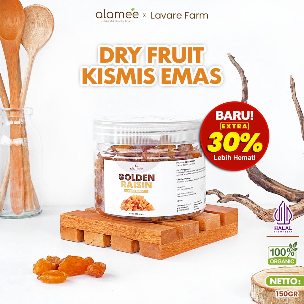 

ALAMEE Kismis Arab Golden Raisin Cemilan Buah Drief Fruit Manis Kuning Emas 150gr BUMA