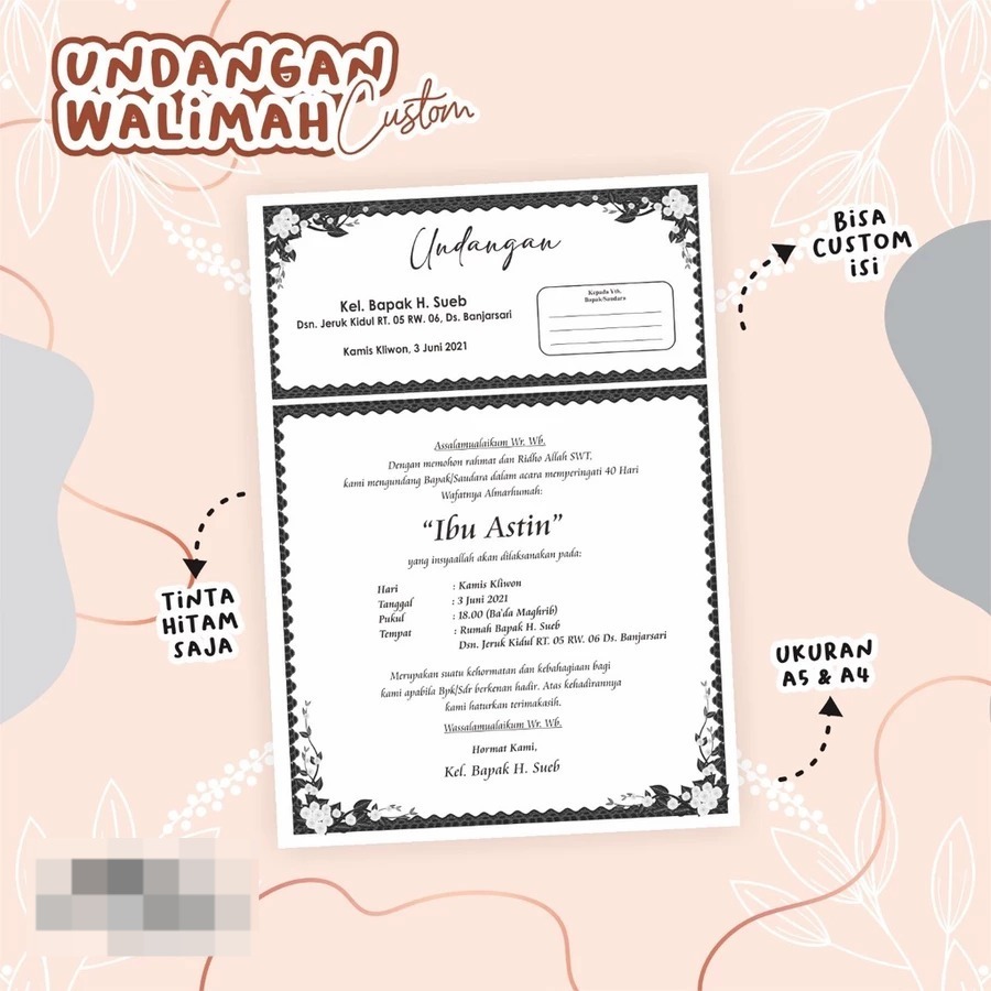 

UNDANGAN WALIMAH - UNDANGAN TASYAKURAN KENDURI TAHLIL URSY AQIQAH