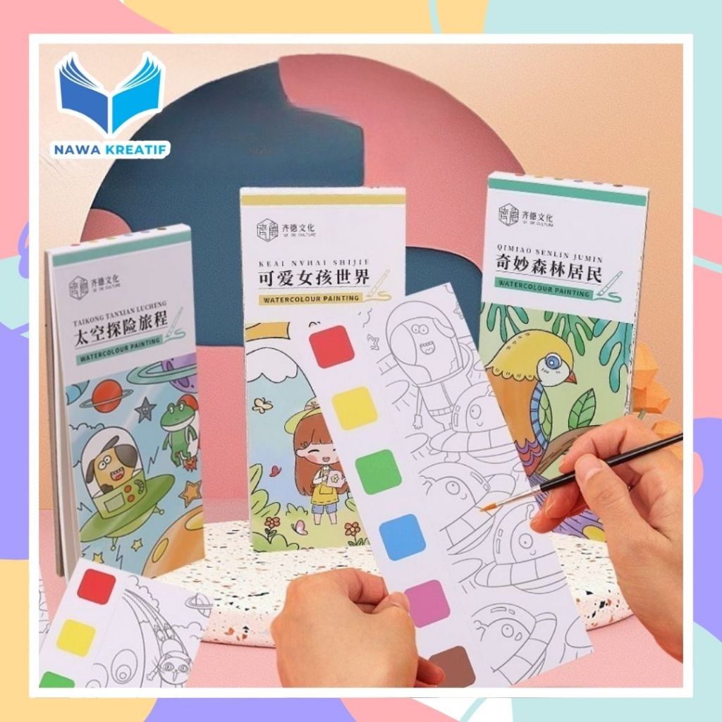 

NAWA Buku Cat Air Isi 9 Gambar Mewarnai Watercolor Painting Book Coloring