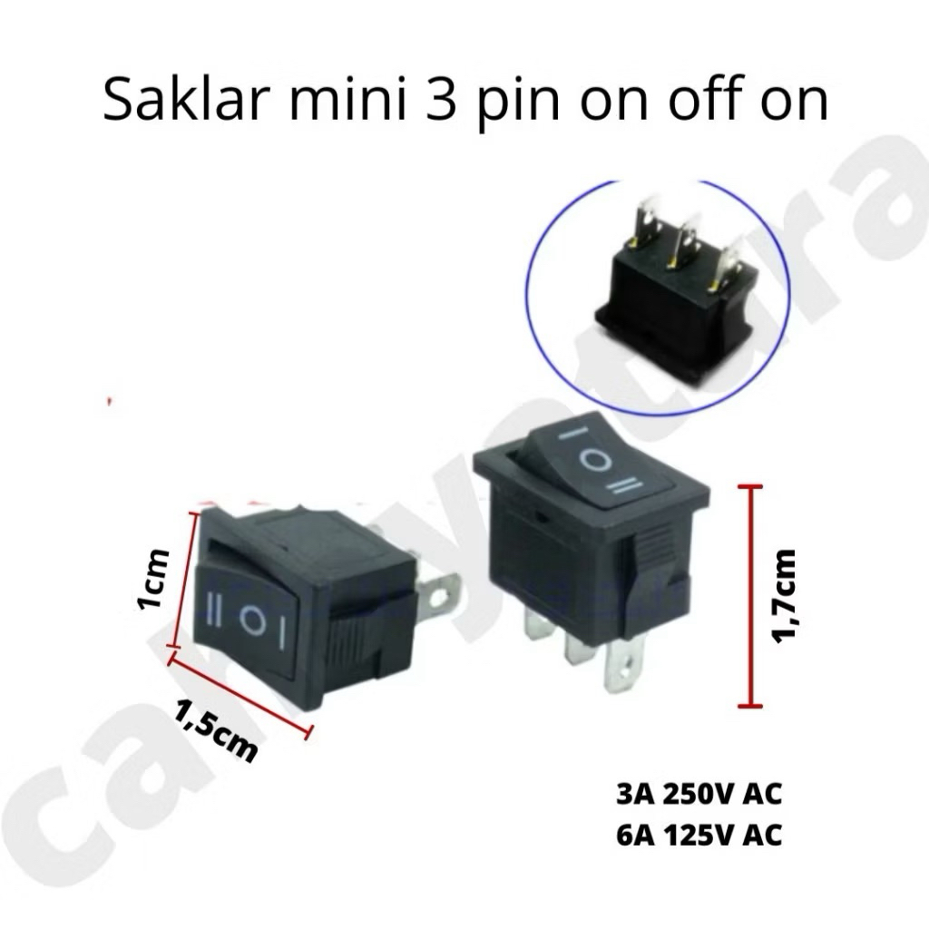Saklar Suit ON OFF ON 3kaki Saklar DC 3V-36V Saklar 3Pin ON OFF ON Saklar Switch ON-OFF-ON 3Pin - Sw