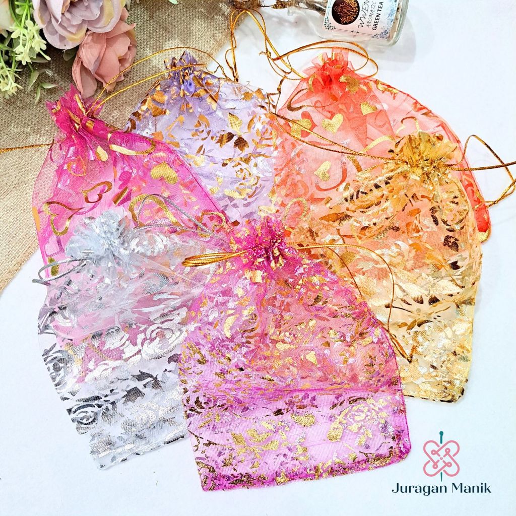 ORGANZA BAG KANTONG SERUT SOUVENIR - POUCH SERUT TILE ORGANZA SIZE 13 x 18cm