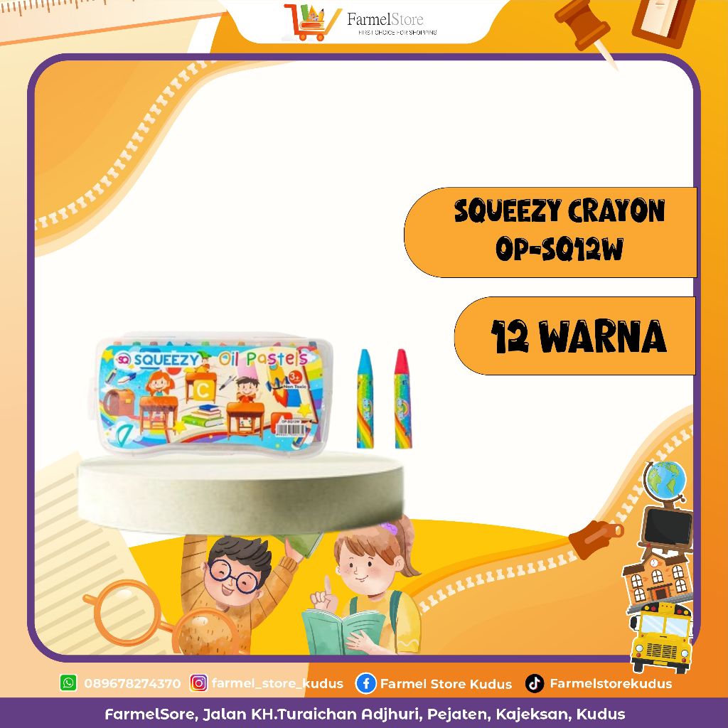 

Squeezy Crayon Oil Pastel (Isi 12 Warna)