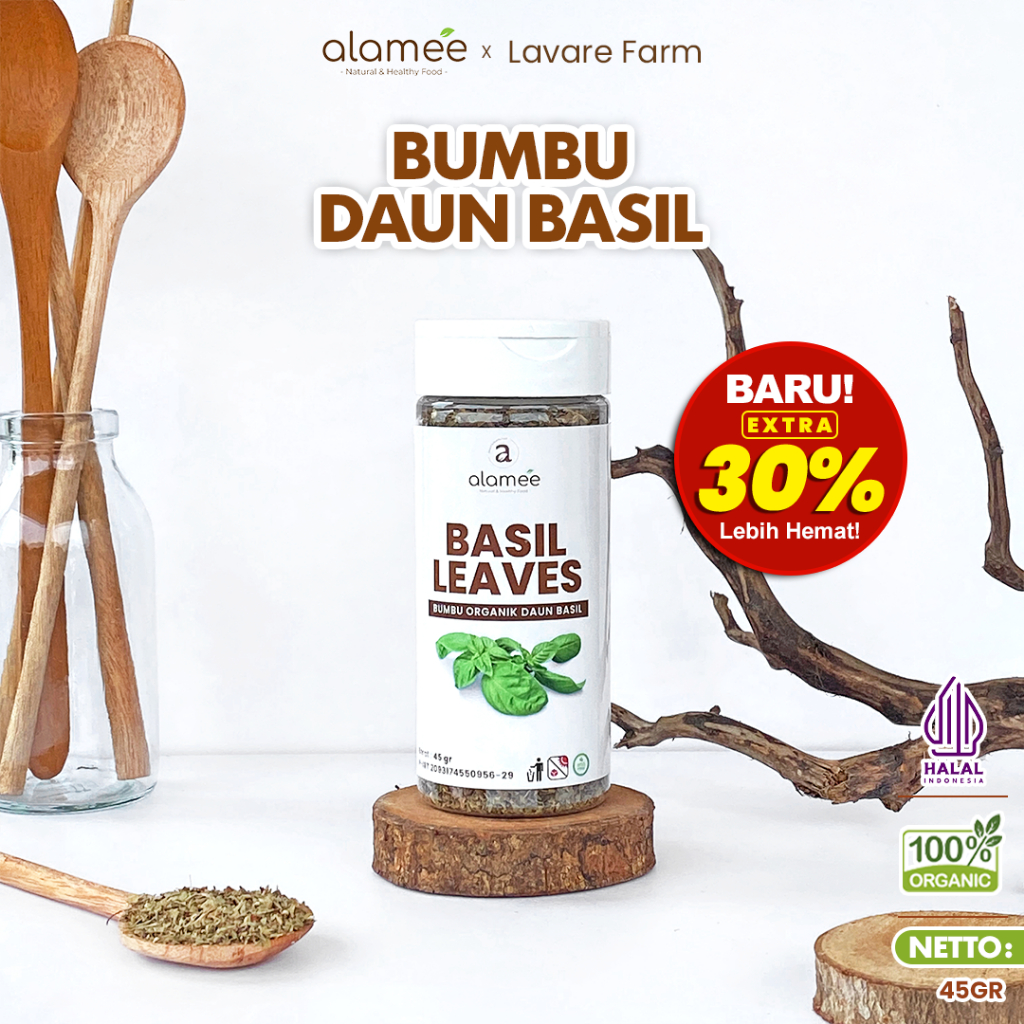 

ALAMEE Daun Basil Kering Bumbu Masak Kering Dapur Dried Leaf Murni Asli Masakan Instan Organik 45g BUMA