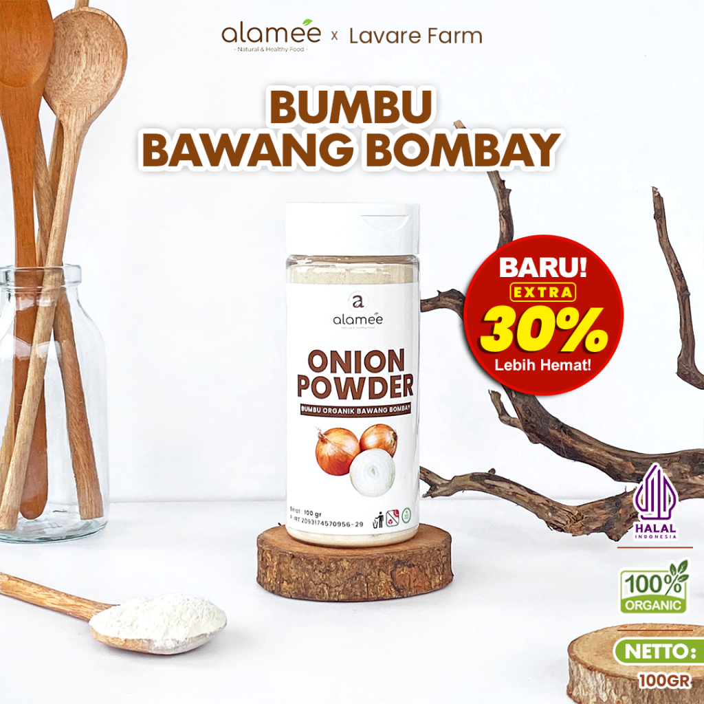 

ALAMEE Bawang Bombay Bubuk Onion Powder Ground Spice Bumbu Bombai Dapur Organik Tanpa Campuran 100gr BUMA