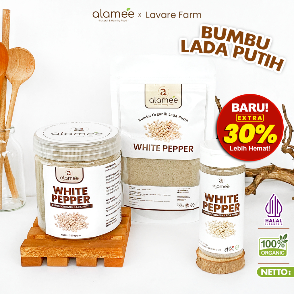 

White Pepper Powder Lada Putih Bubuk Merica Whitepepper Rempah Rimpang Murni Asli Tanpa Campuran toples praktis