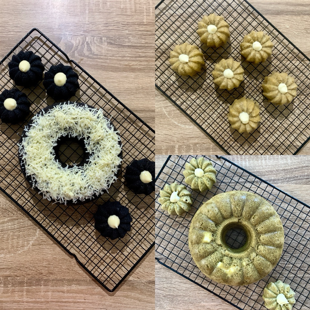

bolu ketan hitam, matcha, banana keju lumer (gluten free)
