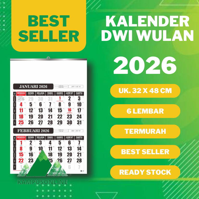

KALENDER DINDING TAHUN 2026 DWIWULAN - 6 LEMBAR - BEST SELLER