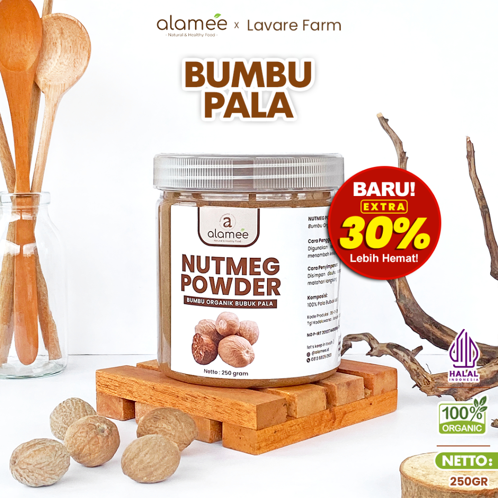

ALAMEE Pala Bubuk Nutmeg Powder Bumbu Dapur Rempah Murni Asli Tanpa Campuran Organik 250gr BUMA