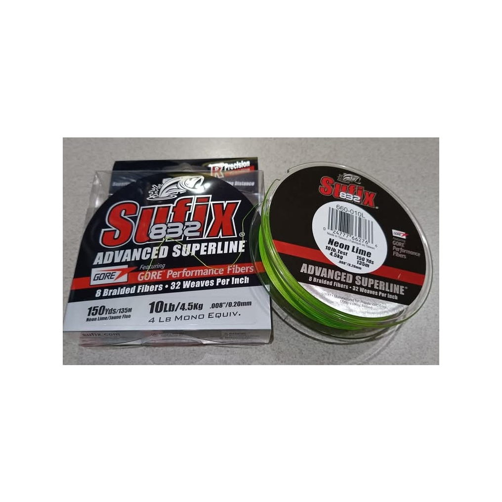 LINE / SENAR / KENUR PE SUFIX 832 (10lb) 150YDS NEON LIME