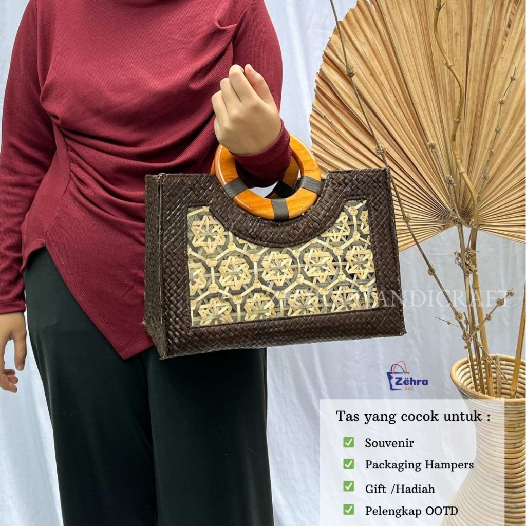 Tas Souvenir Annyversary Anyaman Pandan Warna hitam | tas hampers | tas pengajian | tas arisan