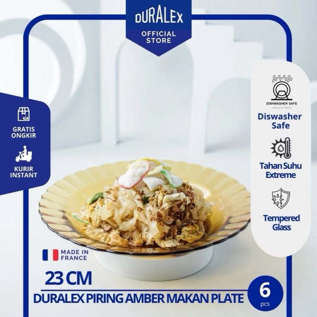 Duralex - Piring Duralex Coklat Kerang - Piring Berkualitas Tinggi Made in France - Duralex Glass Am