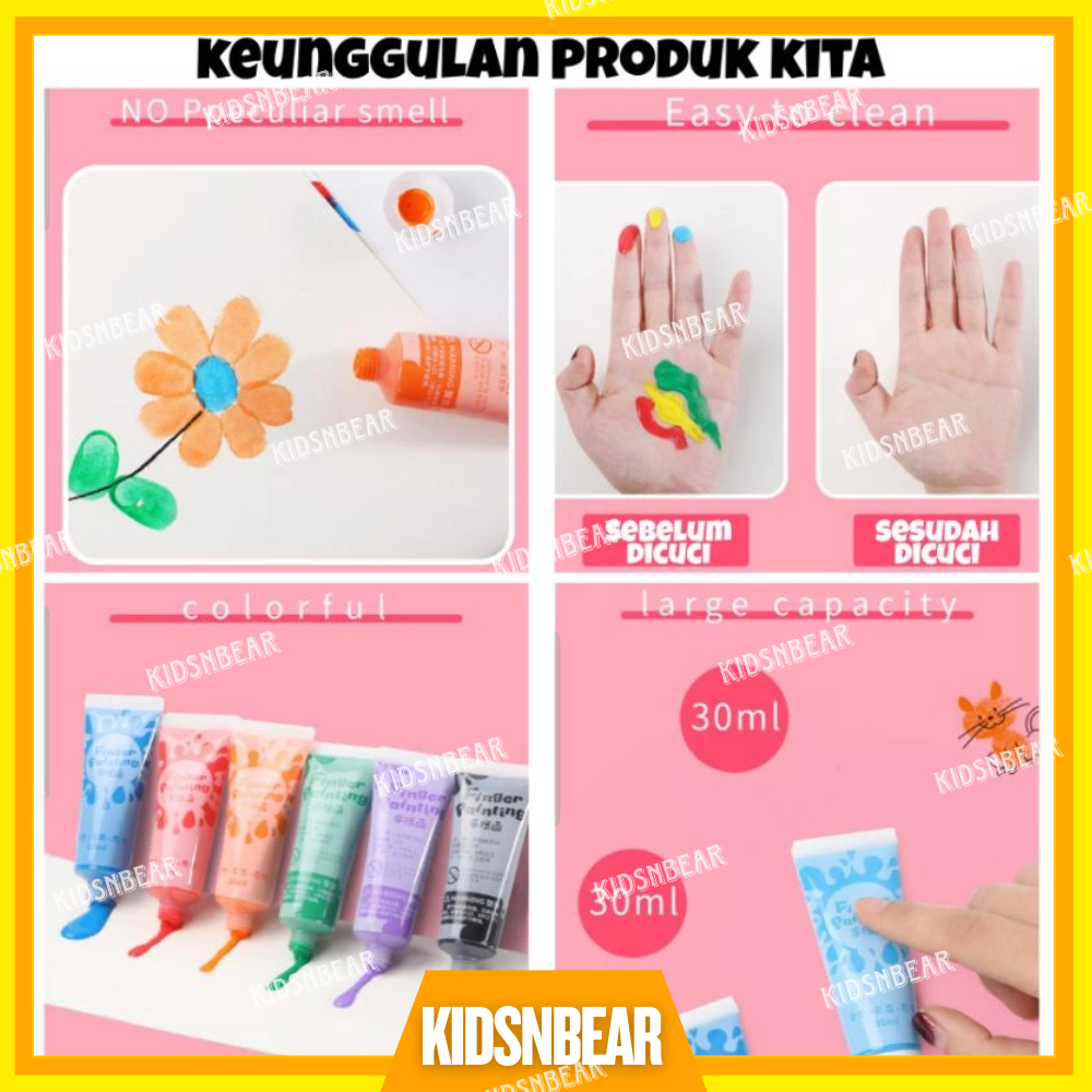 

[KIDSBEAR] Finger Paint - Painting Kit Canvas - Cat Air Anak - Cat Air Lukis Anak - Finger Paint Non