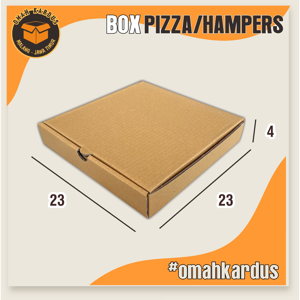 

Box Pizza/Hampers 23x23x4 cm / kardus box polos / kardus hampers / box diecut / box hampers / kardus pizza / box pizza / kardus baju / box hijap / kardus dus box pizza