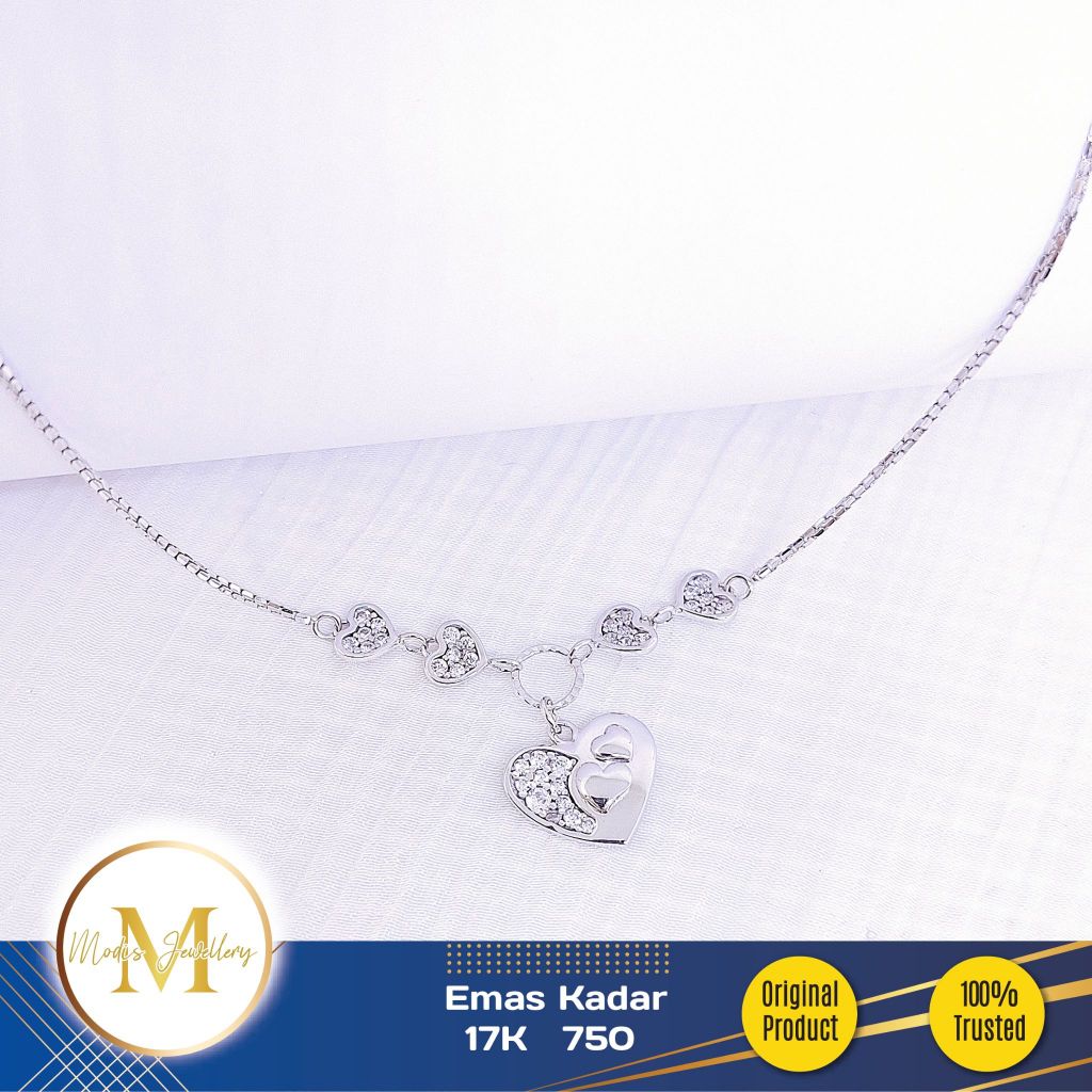 MODIS JEWELLERY - Kalung Fashion Love Putih - Emas 17k 750
