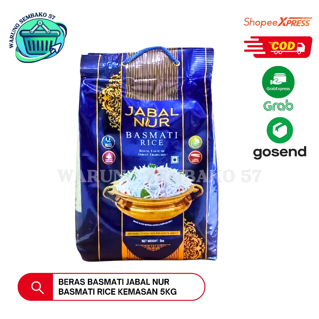 

Beras Basmati Jabal Nur Basmati Rice Kemasan Asli 5kg | Beras India