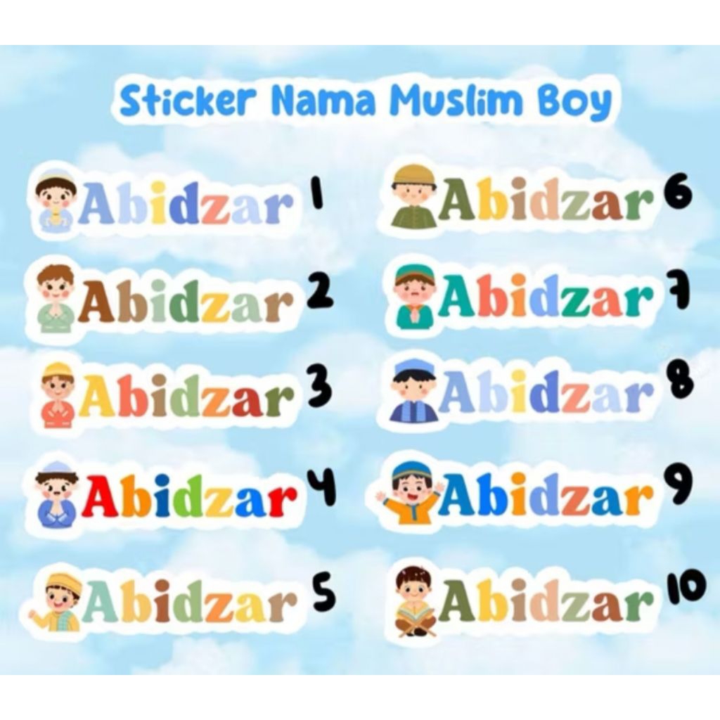 

Bibu Sticker Label Nama Palette Custom Muslim Boy