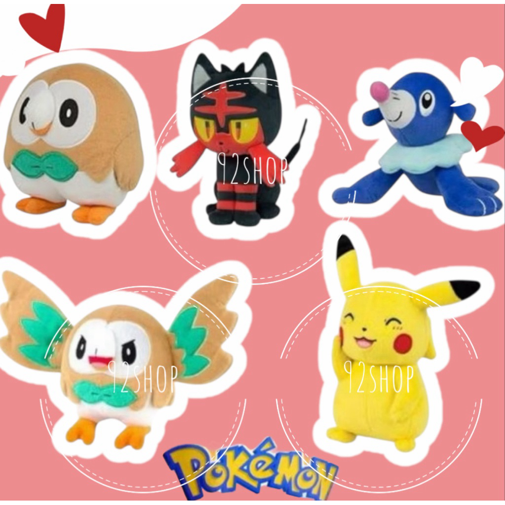 Boneka pokemon pikachu rowlet popplio litten original Tomy Pokemon