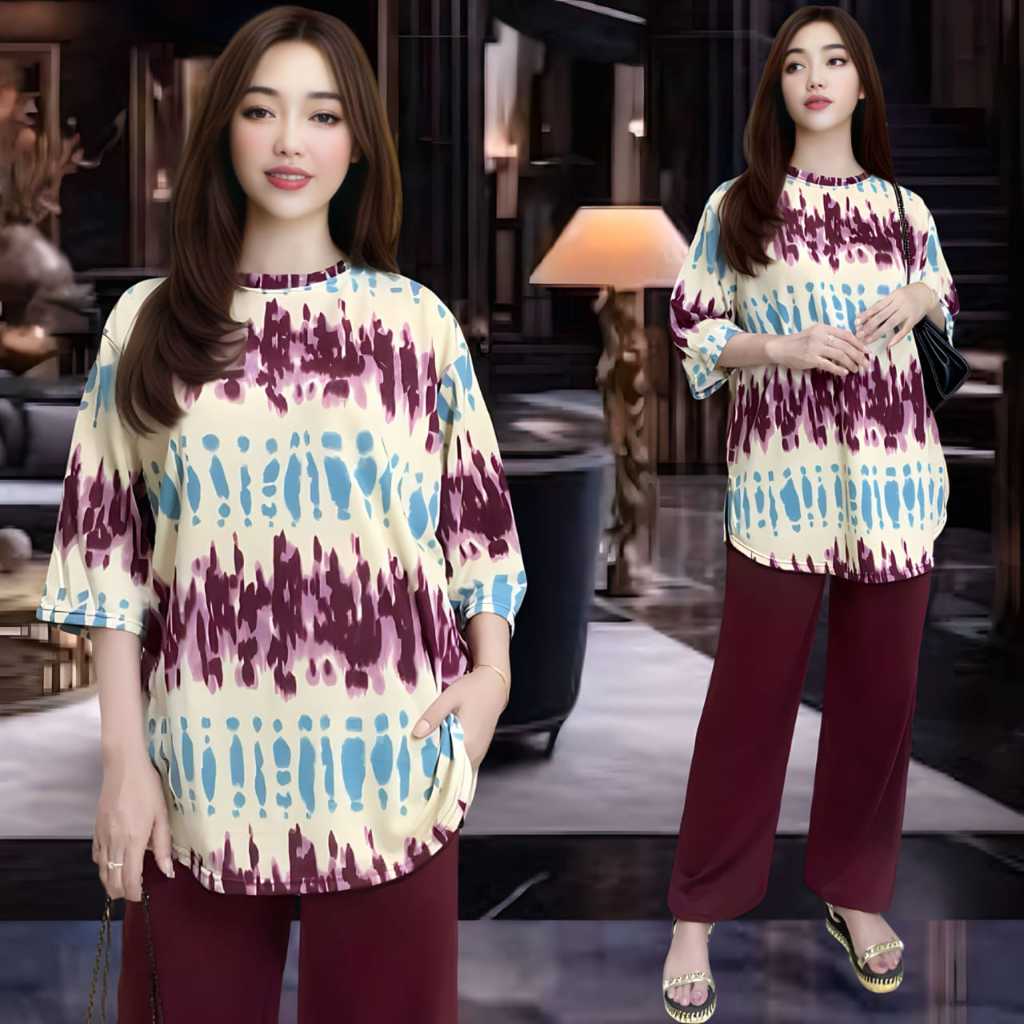 ARDANI SET DAN TIKA SET - SETELAN ONE SET WANITA VISTATERRY - SET ATASAN OVAL DAN CELANA LURUS