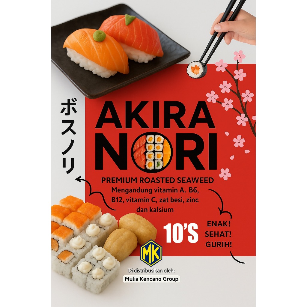 AKIRA NORI 10 LEMBAR | SUSHI NORI 10 LEMBAR KUALITAS GRADE A PREMIUM | SUSHI NORI MURAH HALAL
