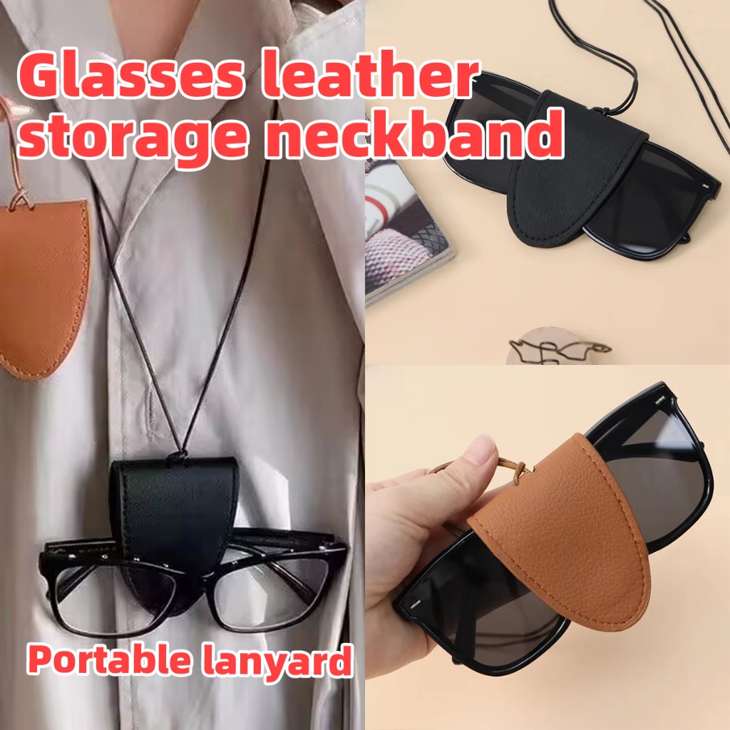 Pouch kacamata magnet Tempat kacamata gantung leher Case Kacamata Gantung - Hitam/Coklat