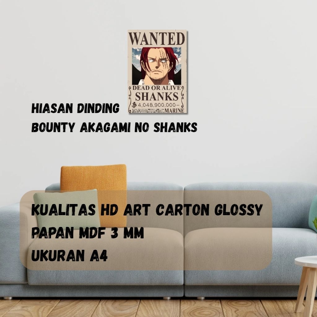Hiasan Dinding Dekorasi Kamar Yonkou Akagami No Shanks Bounty One Piece