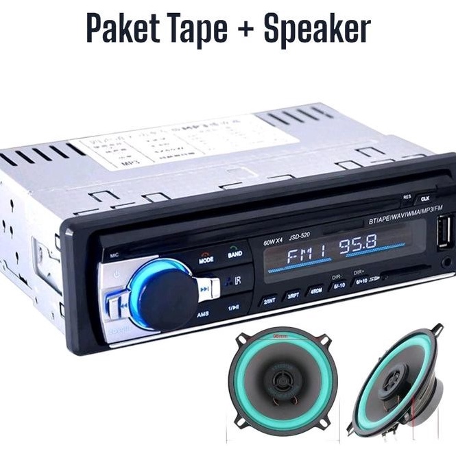 KODE P33T Paket Tape Mobil Taffware JSD52 dengan Speaker Roadstar 4inch Two Way 2pcs