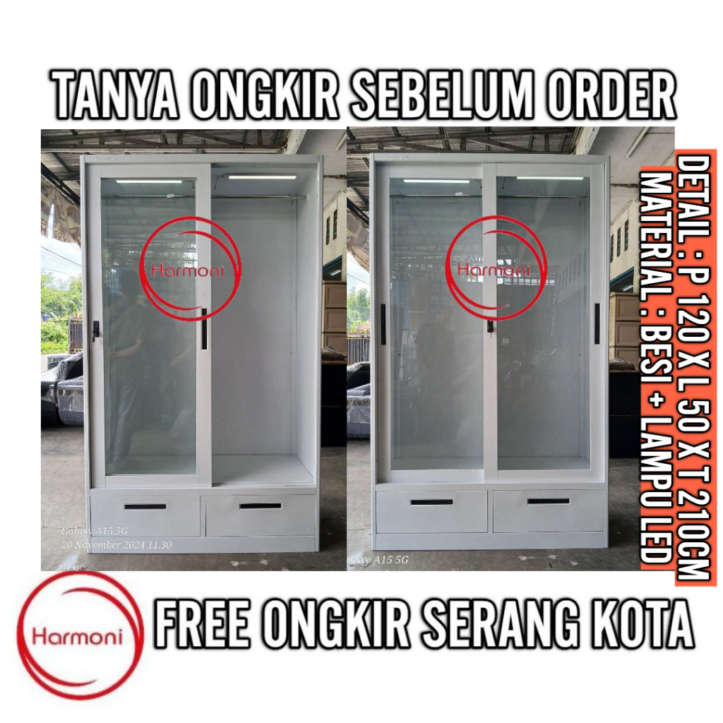 LEMARI PAKAIAN SLEDING BESI JUMBO LEMARI 2 PINTU BESI SLEDING LEMARI BESI PAKAIAN 2 PINTU JUMBO LEMA