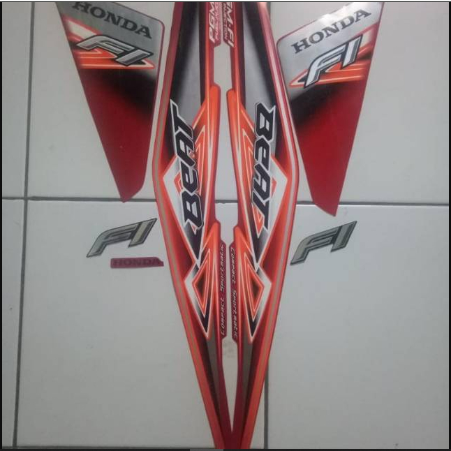 Stiker striping Honda beat fi 2013 merah / striping beat fi