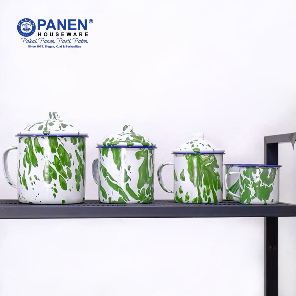 Panen Cangkir Enamel Sekar Motif Batik / Cangkir Blirik / Cangkir Vintage Jaman Dulu