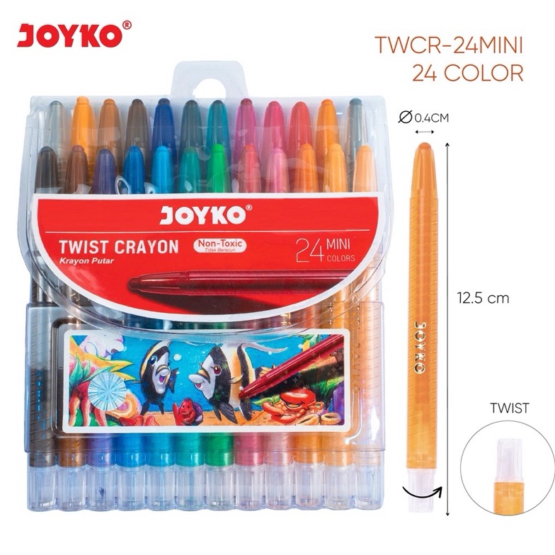 

KODE S49V Krayon Putar Mini Twist Crayon Joyko TWCR24 Warna Mini Crayon 24 W