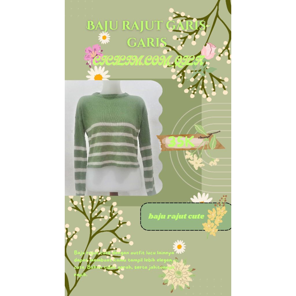 sweater wanita aesthetic/sweater rajut motif garis/wanita modern