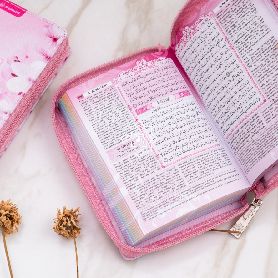 KODE I95P Mushaf Tilawah Umm Ayman Alquran wanita cantik terjemahan kecil resleting A6 AlQuran Syaam