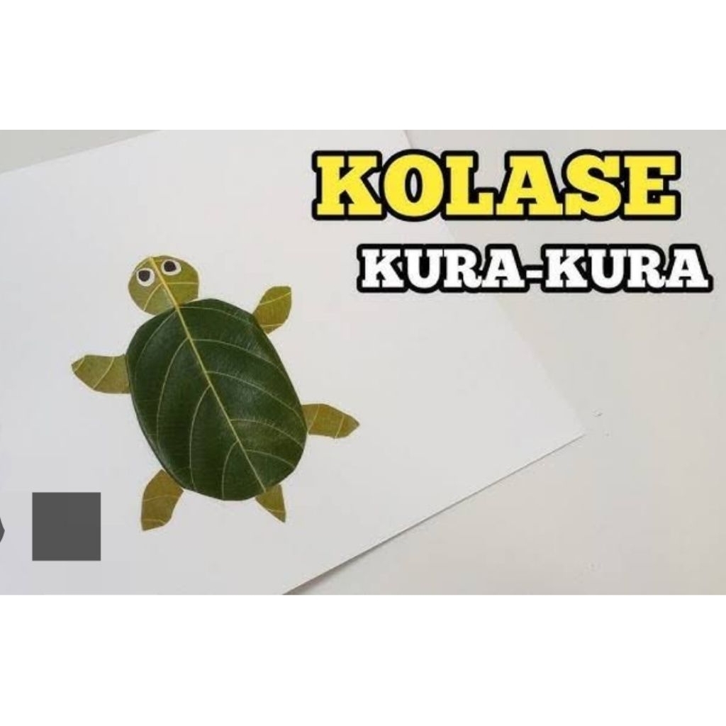 Kerajinan tangan kolase daun kering tema hewan kura kura siap pajang