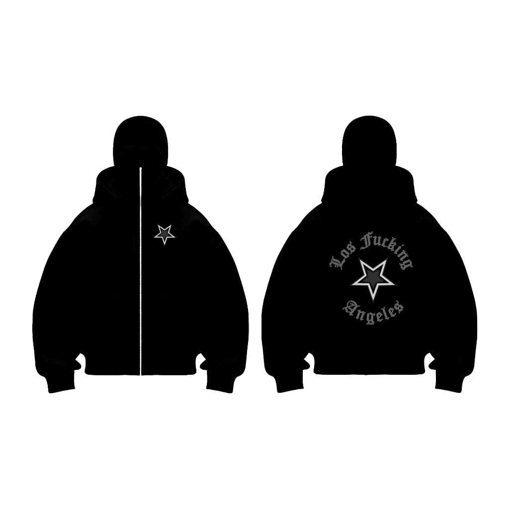 Childhood Hoodie Balaclava Boxy Zipper Oversize Magic Pria Wanita Hitam