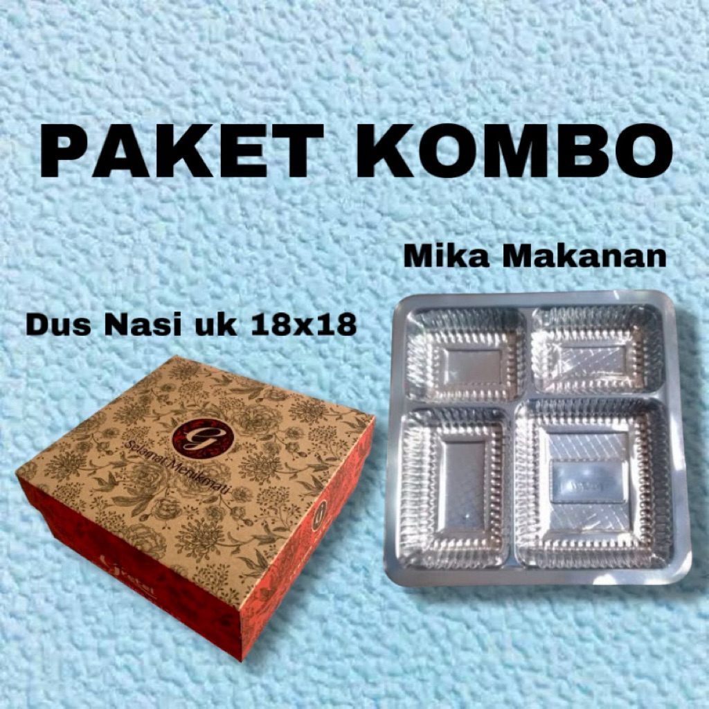 

KOMBO HEMAT||Paket Dus Nasi dan Mika Makanan||Kardus Motif bunga uk. 18x18x7||