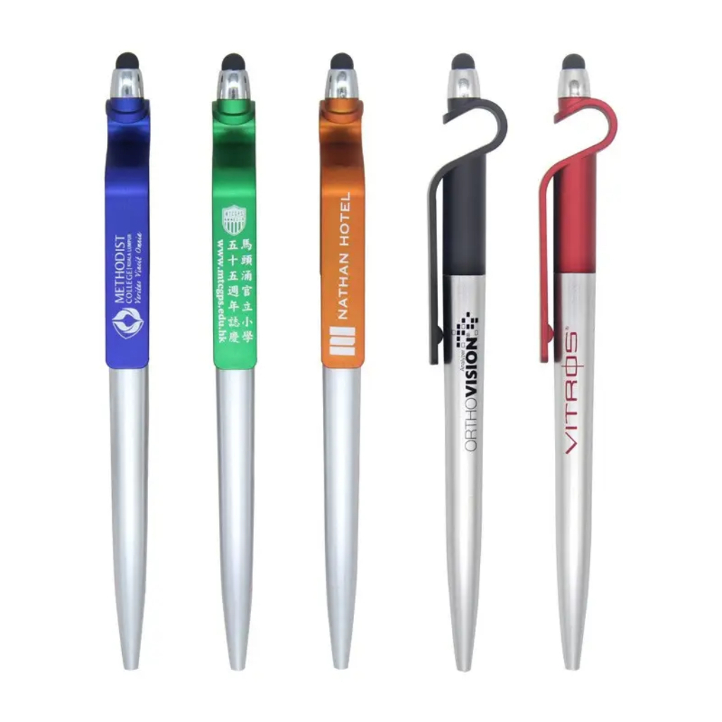 

Pulpen Plastik Stylus Standing HP / Pen Promosi Souvenir Custom Printing UV minimum order 100 pcs