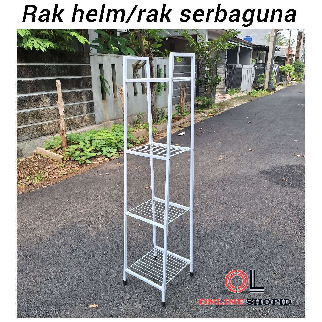 Rak besi 4 susun tingkat serbaguna/rak helm/pot bunga/rak buku