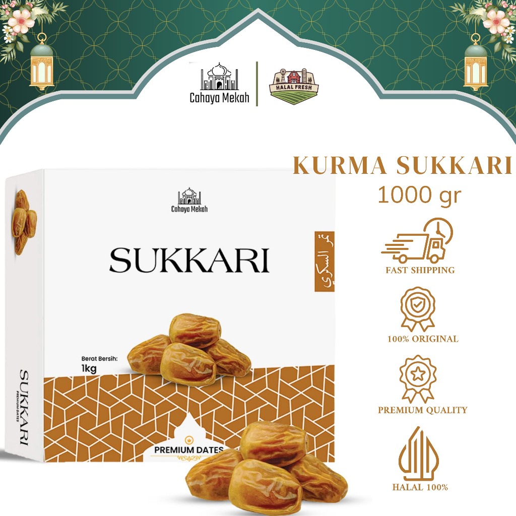 

Cahaya Mekah Kurma Sukkari Dates Sukari 1 kg Box Original