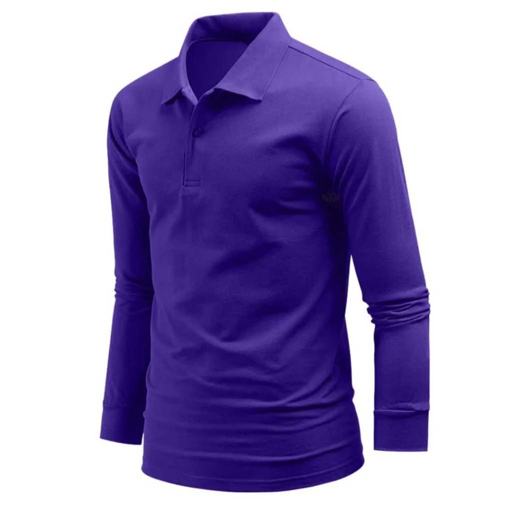 Kaos Kerah Lengan Panjang Ungu Merah Polo