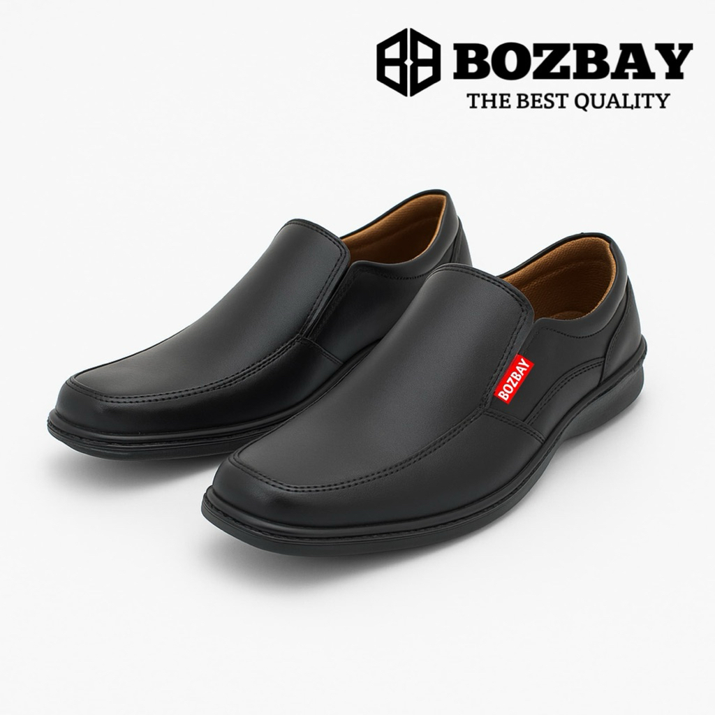 BOZBAY Sepatu Pantofel Kulit Pria Formal Sepatu Pria Hitam Kantor