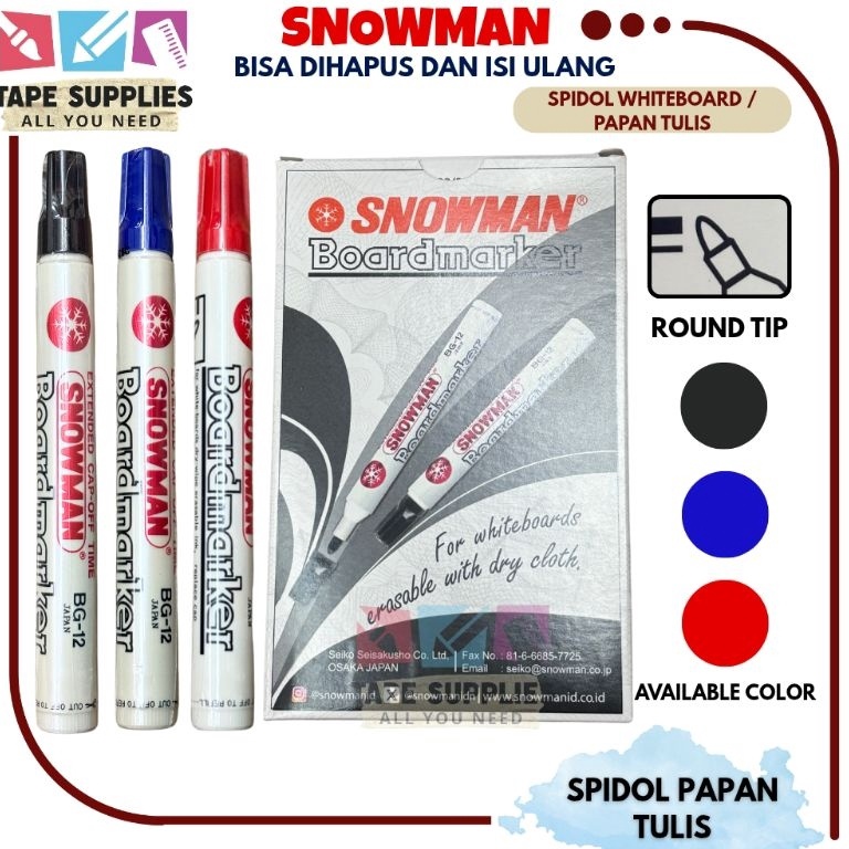 

KODE C54H 12 Pcs Spidol Snowman WHITE BOARD BG12 spidol papan tulis
