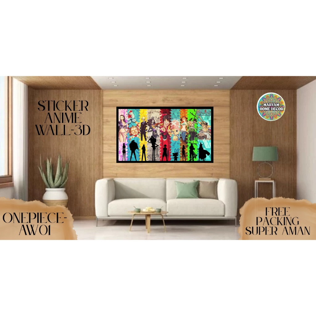 STICKER DINDING ANIME / WALL 3D ANIME ONE PIECE / WALL 3D ANIME NARUTO/AOT/JUJUTSU/HUNTERX BY MARYAM