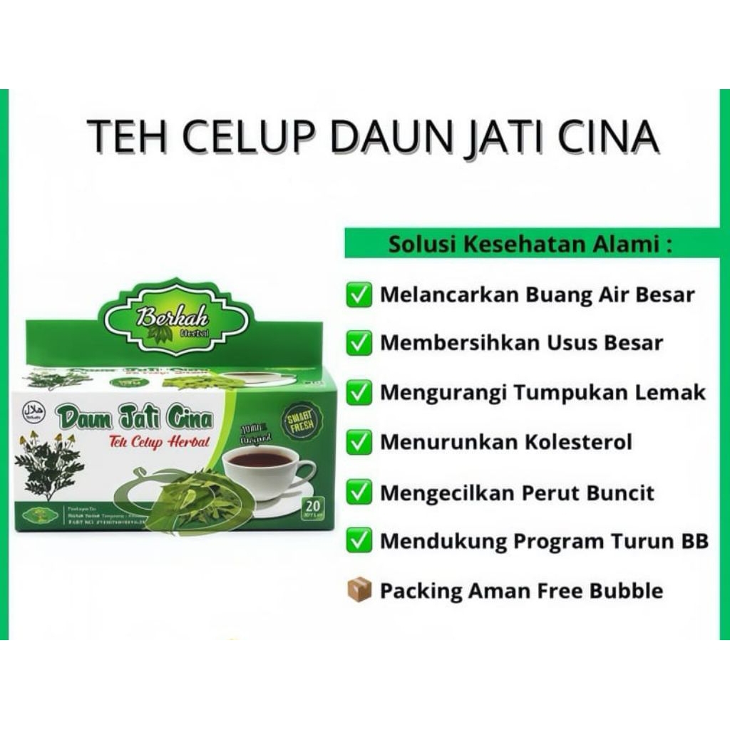 

TEH CELUP DAUN JATI CINA / TEH SEHAT / TEH PELANSING / KOTAK ISI 20 PCS