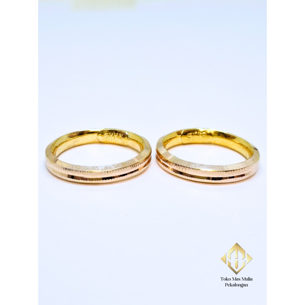 Cincin Emas Asli Mata Gold Perhiasan Wanita Couple Pria Tunangan Nikah Kawin 6k 8k 17k Putih Kuning
