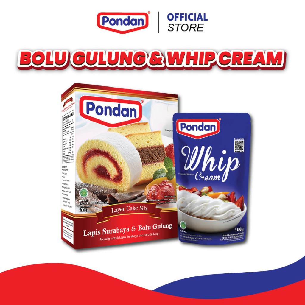 

Pondan Lapis Surabaya & Bolu Gulung + Pondan Whip Cream 100g