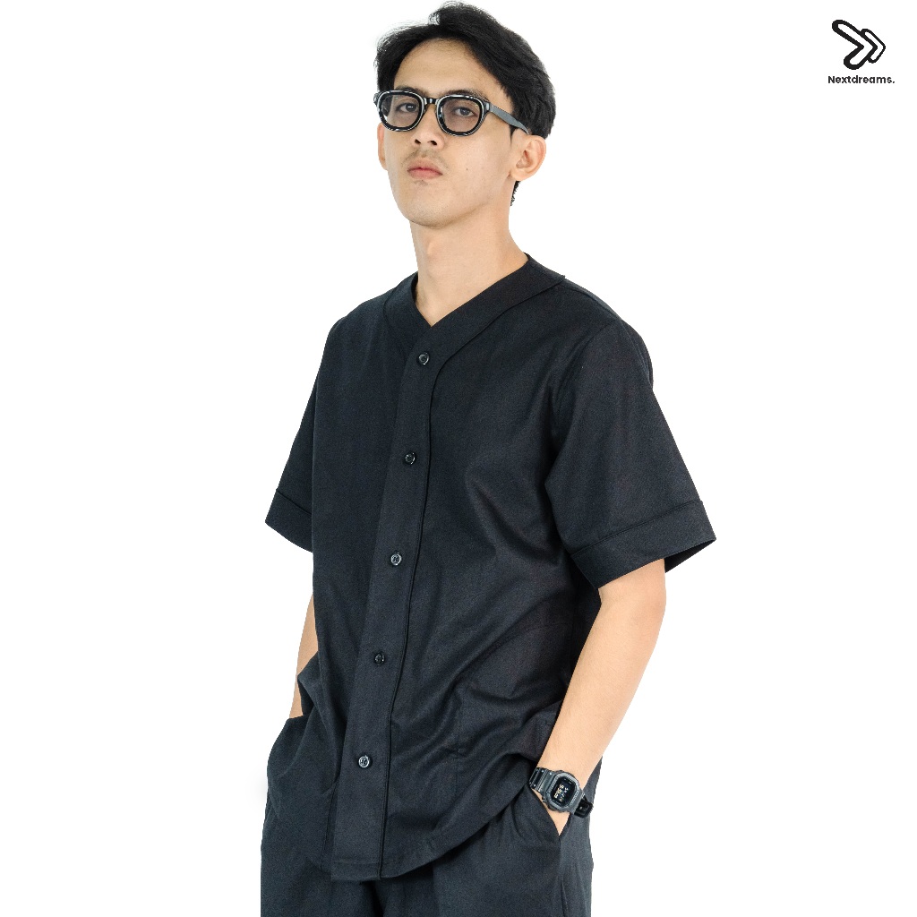Nextdreams - Kemeja Koko Casual Baseball Style Cotton Linen Premium