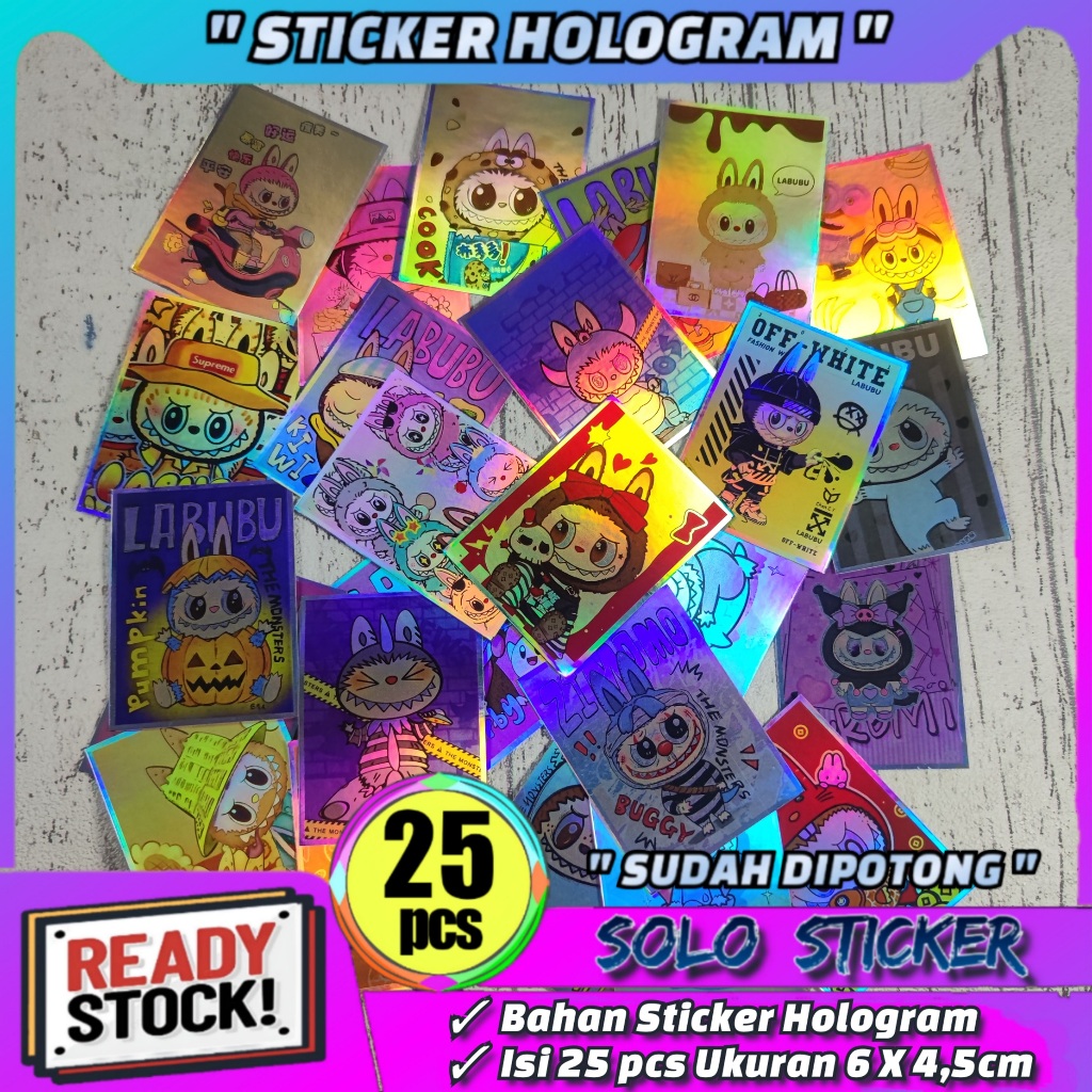 

25 pcs STICKER Labubu HOLOGRAM ANTI AIR - SUDAH DIPOTONG