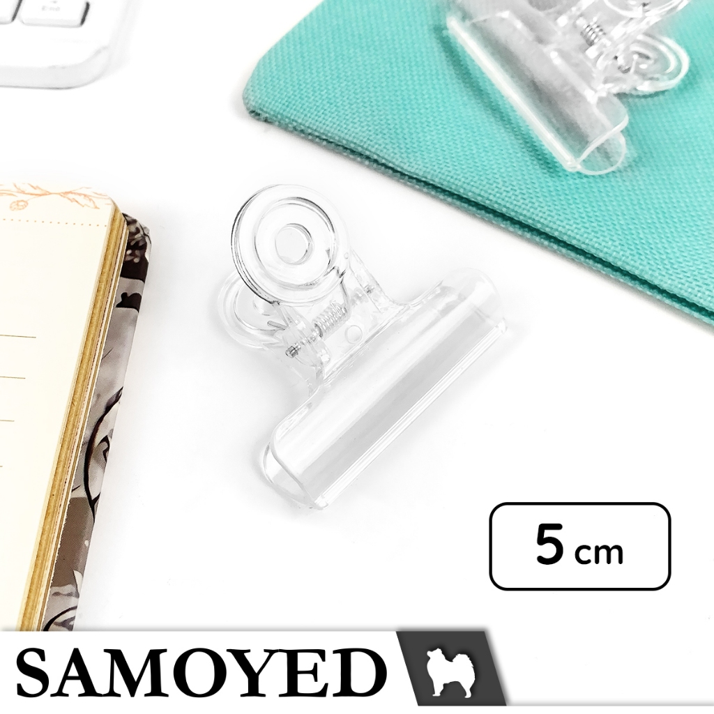 

Klip / Penjepit / Jepitan Kertas Akrilik Transparan / Transparent Acrylic Paper Binder / Bulldog Clip 50 mm Samoyed BLCL-E050