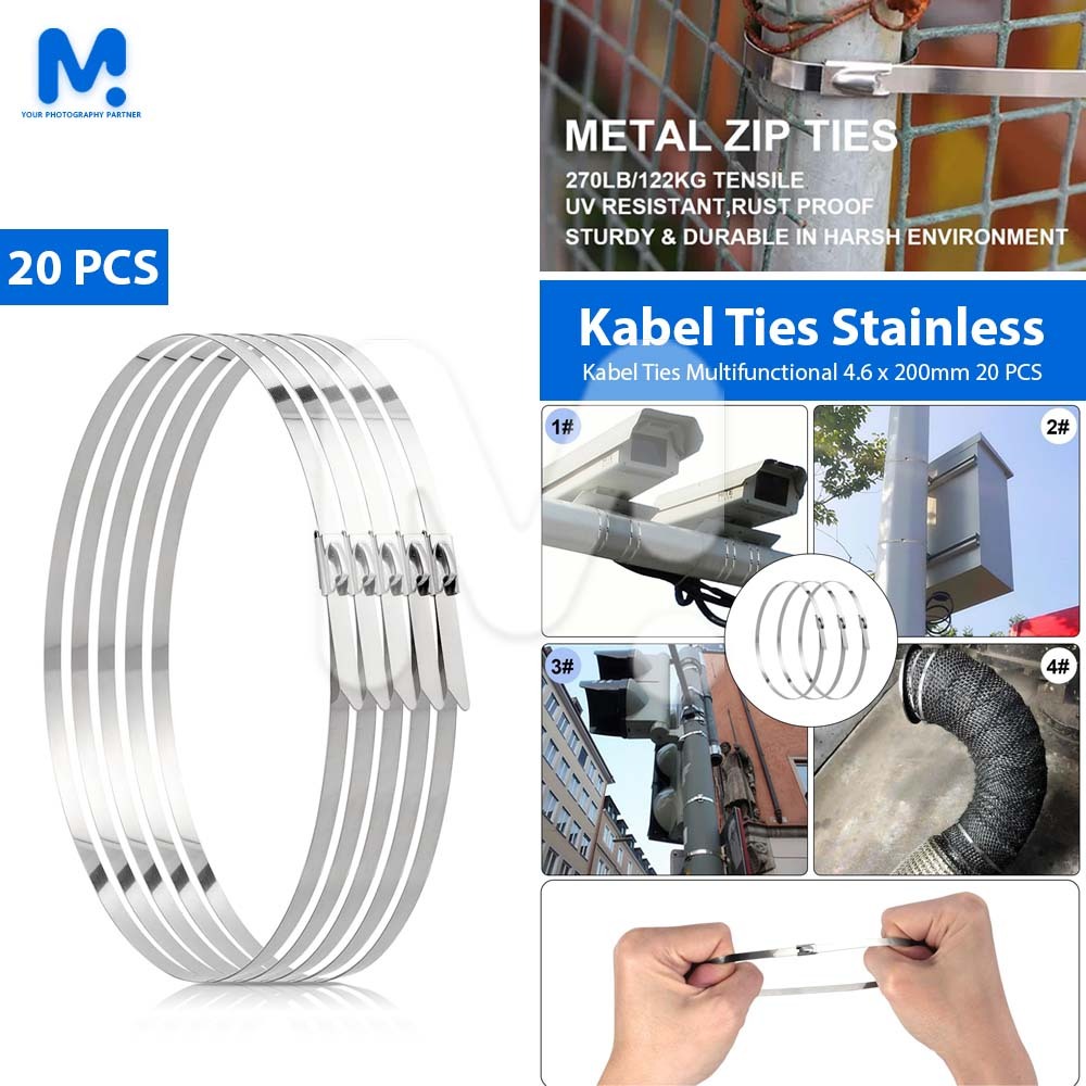 

Kabel Ties Stainless Steel Multifunctional 4.6 x 200mm 20 PCS