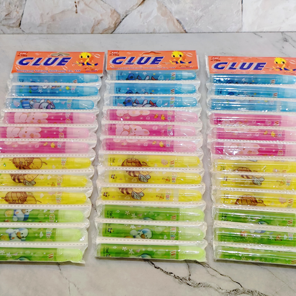 

SATU RENTENG ( 12 BIJI ) Glitter Glue Water Glue Lem Stik Cair Lucu Fancy 15ml